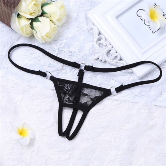 Floral Lace Crotchless G String, Micro Bikini, Deluxe T back ** 26" to 40" Waist - Picture 2 of 3